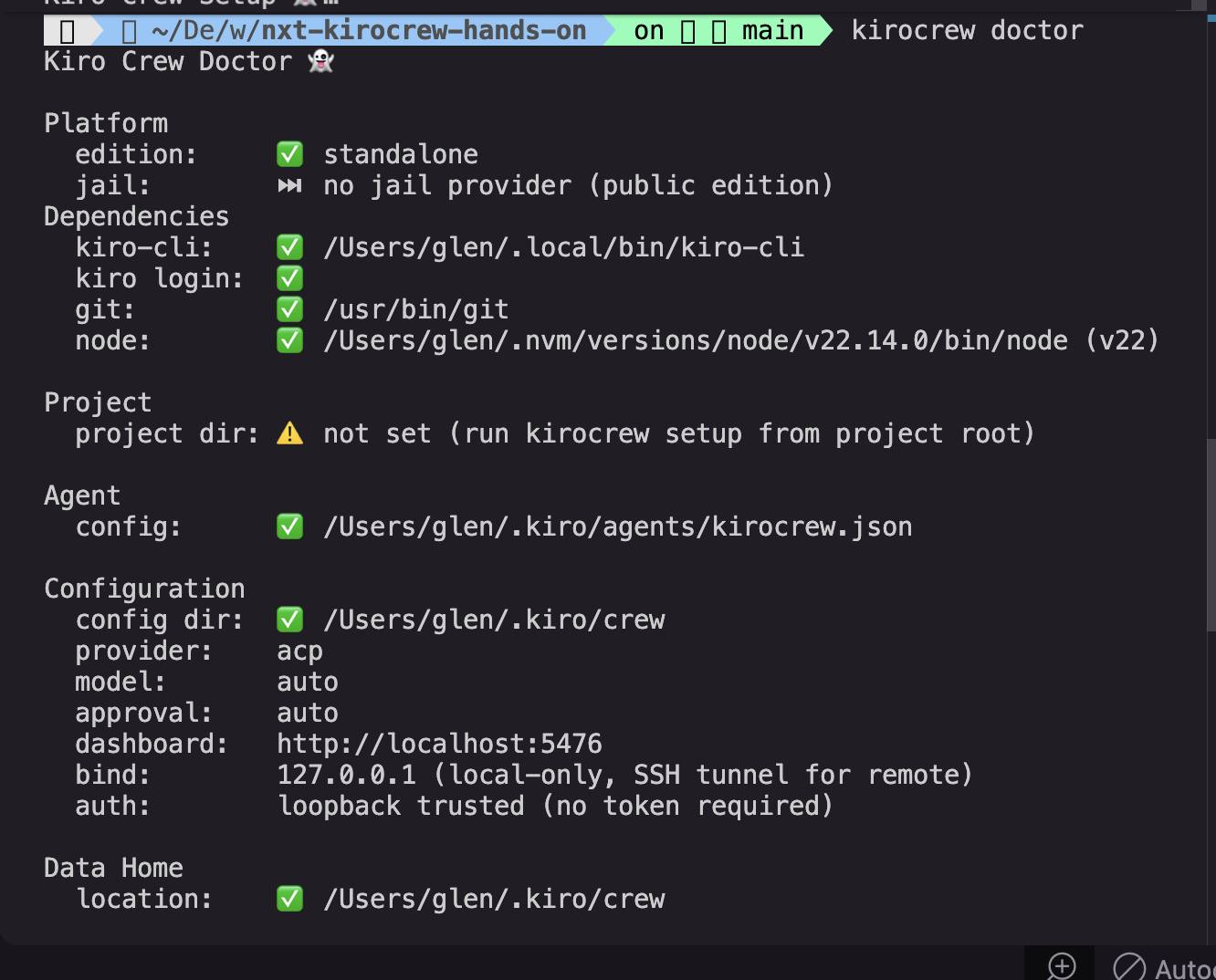 kirocrew doctor 결과