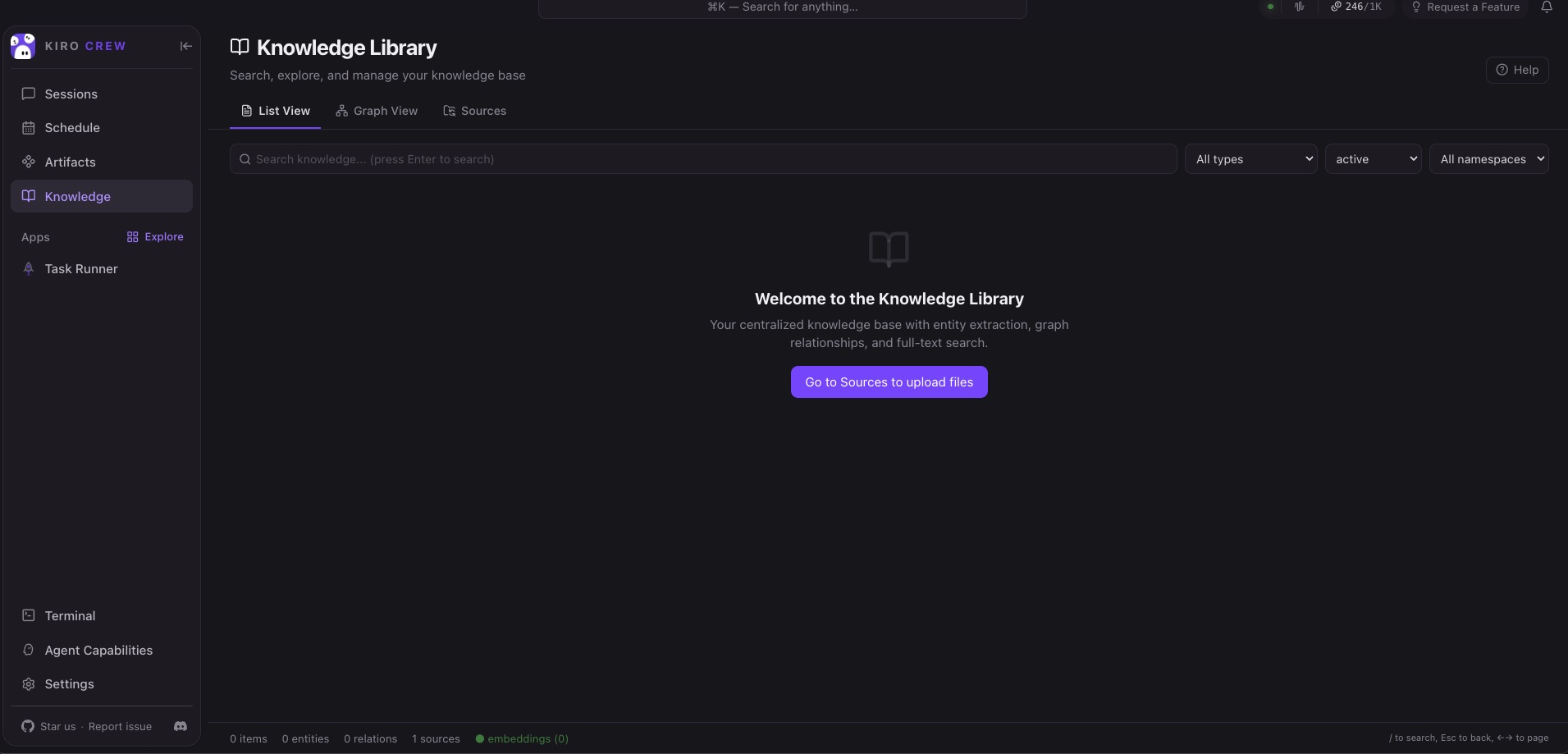 비어 있는 Knowledge Library