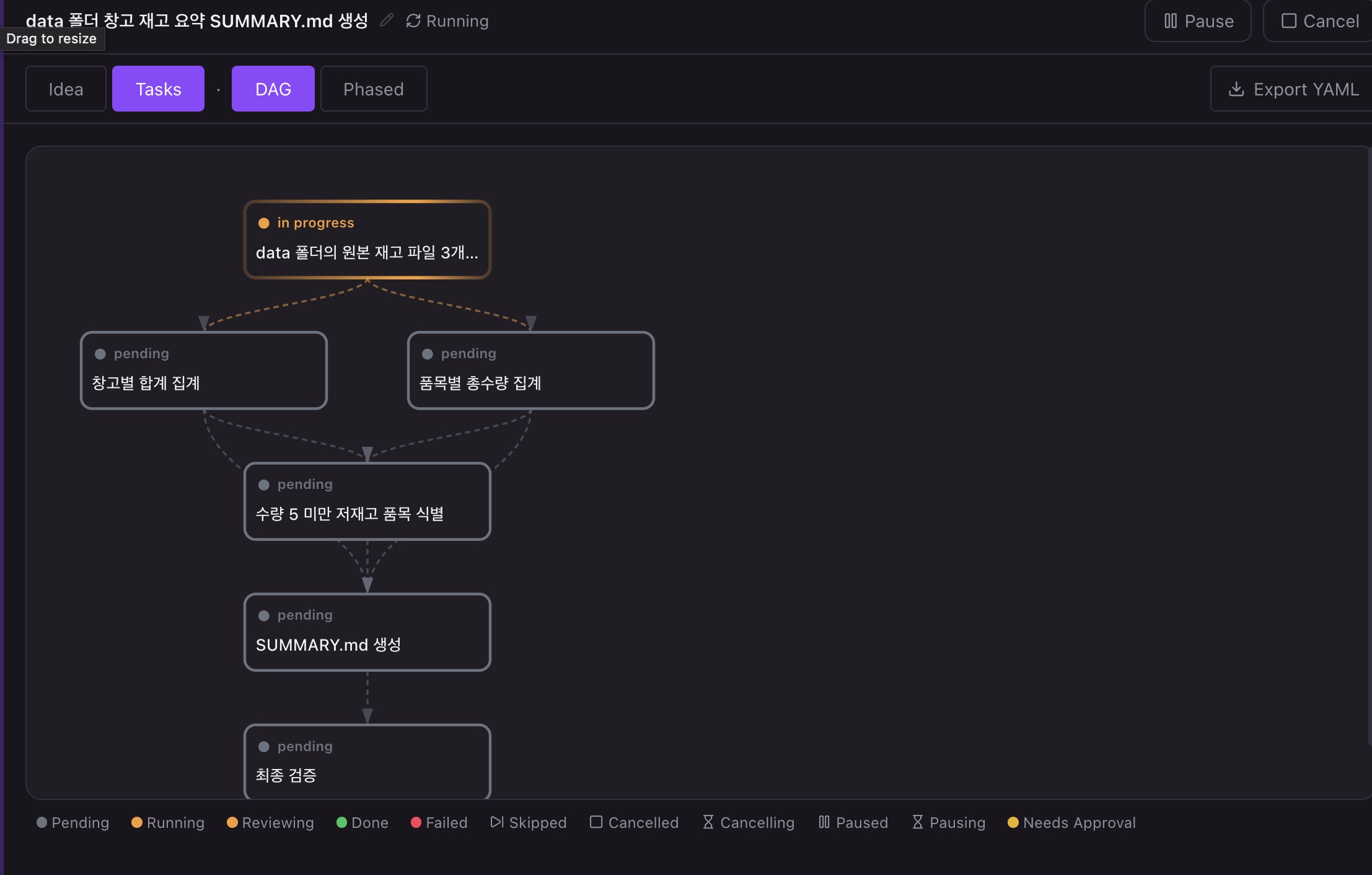 문장이 실행 계획이 된 DAG