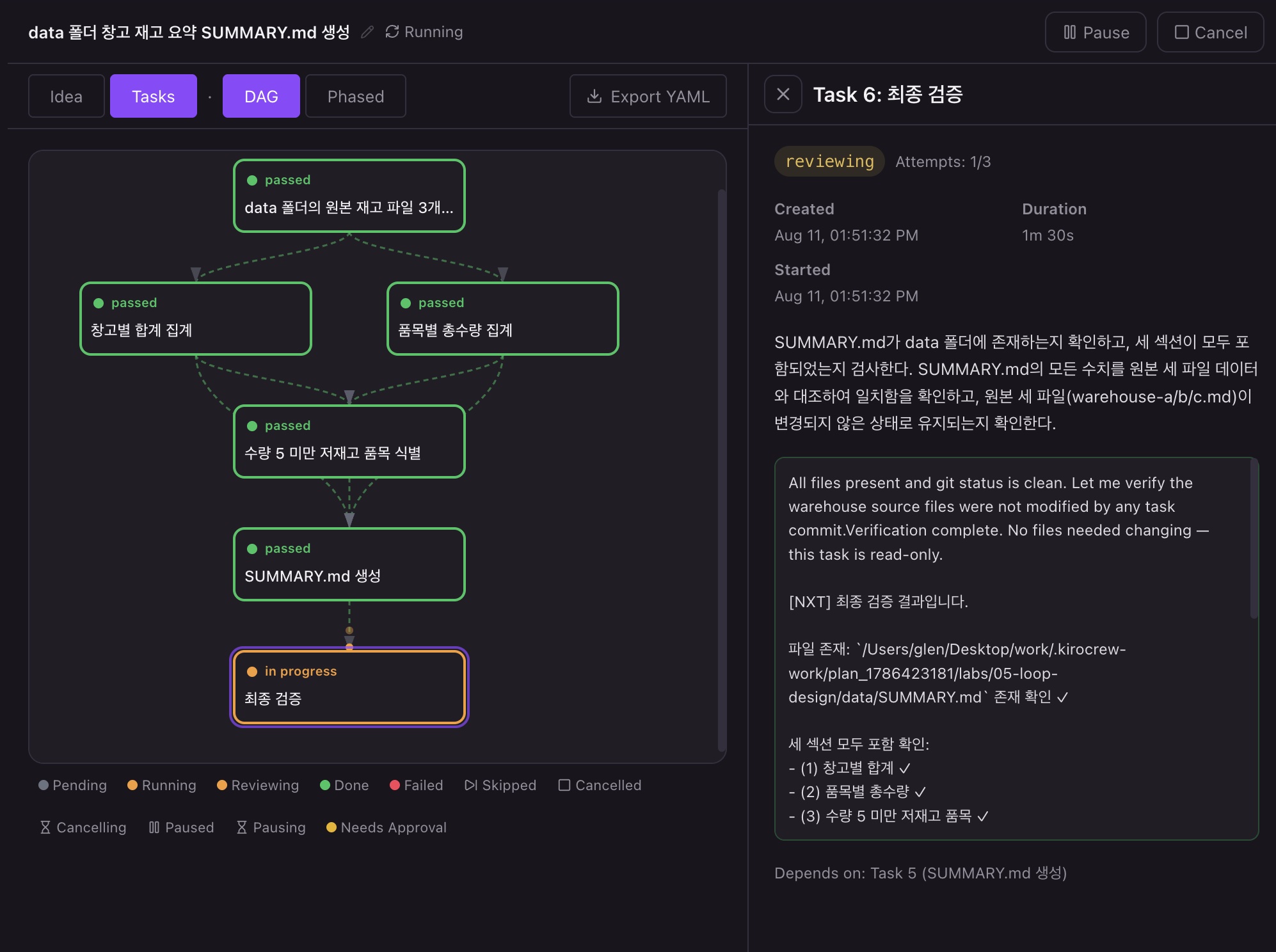 최종 검증 결과